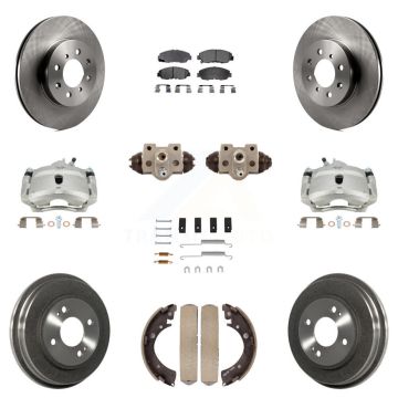 Front Rear Disc Brake Caliper Rotors Drum Semi-Metallic Pad Shoe Cylinder Kit (11Pc) For KC8-100874P