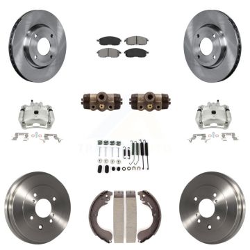 Front Rear Disc Brake Caliper Rotors Drum Semi-Metallic Pad Shoe Cylinder Kit (11Pc) For KC8-100874S