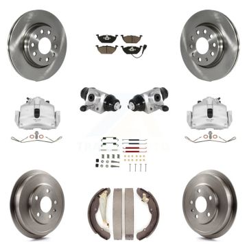Front Rear Brake Caliper Rotors Drum Ceramic Pad Shoe Cylinder & Hardware Kit (11Pc) For KC8-100876C