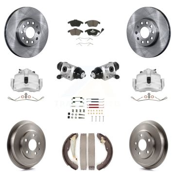 Front Rear Brake Caliper Rotors Drum Ceramic Pad Shoe Cylinder & Hardware Kit (11Pc) For KC8-100880C
