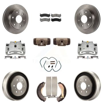 Front Rear Brake Caliper Rotors Drum Semi-Metallic Pad Shoe Cylinder Kit (11Pc) For 1500 KC8-100880S