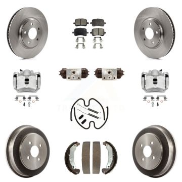 Front Rear Disc Brake Caliper Rotors Drum Semi-Metallic Pad Shoe Cylinder Kit (11Pc) For KC8-100881P