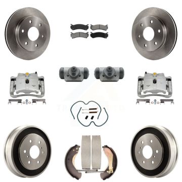 Front Rear Brake Caliper Rotors Drum Semi-Metallic Pad Shoe Cylinder Kit (11Pc) For 1500 KC8-100882S