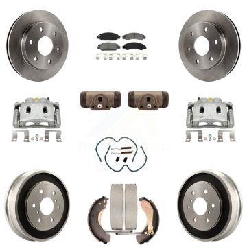 Front Rear Disc Brake Caliper Rotors Drum Semi-Metallic Pad Shoe Cylinder Kit (11Pc) For KC8-100885S