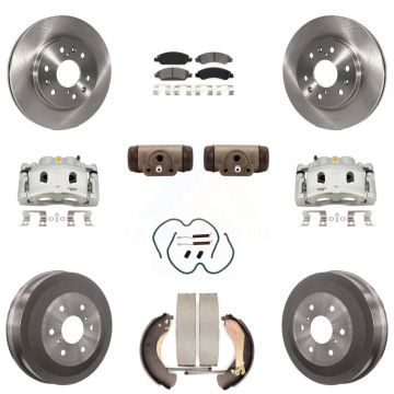 Front Rear Brake Caliper Rotors Drum Semi-Metallic Pad Shoe Cylinder Kit (11Pc) For 1500 KC8-100887S
