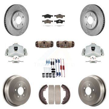 Front Rear Brake Caliper Rotors Drum Ceramic Pad Shoe Cylinder Hardware Kit (11Pc) For & KC8-100888C