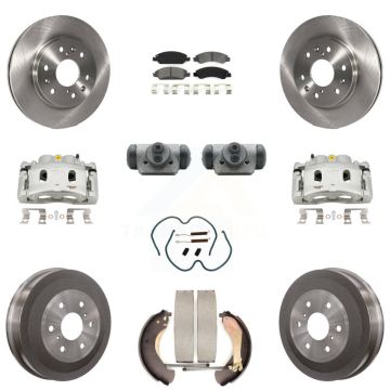 Front Rear Brake Caliper Rotors Drum Semi-Metallic Pad Shoe Cylinder Kit (11Pc) For 1500 KC8-100888S