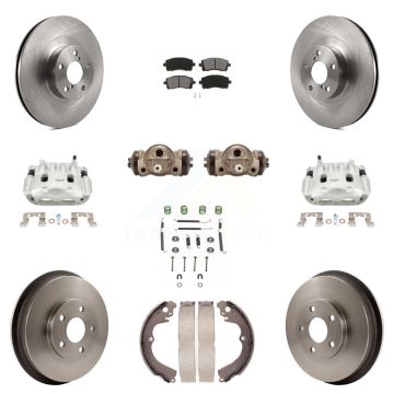 Front Rear Disc Brake Caliper Rotors Drum Semi-Metallic Pad Shoe Cylinder Kit (11Pc) For KC8-100890S