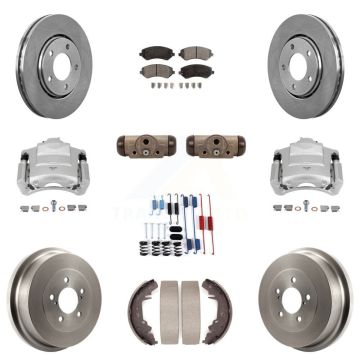 Front Rear Brake Caliper Rotors Drum Ceramic Pad Shoe Cylinder Hardware Kit (11Pc) For & KC8-100891T