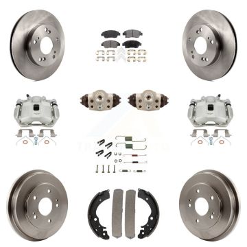 Front Rear Disc Brake Caliper Rotors Drum Semi-Metallic Pad Shoe Cylinder Kit (11Pc) For KC8-100895P