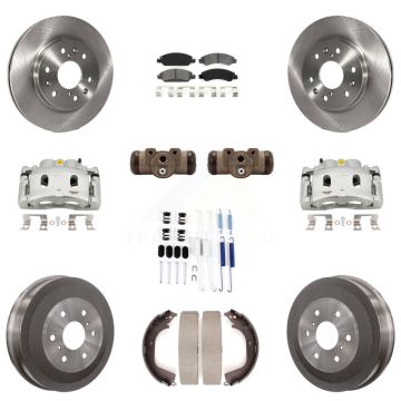 Front Rear Brake Caliper Rotor Drum Semi-Metallic Pad Shoe Cylinder & Kit (11Pc) For GMC KC8-100896S