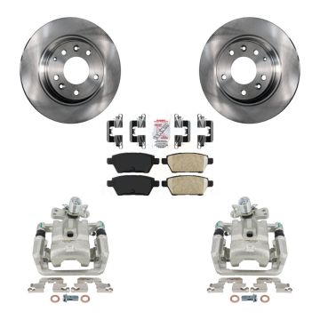 Rear Disc Brake Caliper Rotor Ceramic Pad Kit For Ford Fusion Mazda 6 Lincoln MKZ Zephyr KC8-100897N