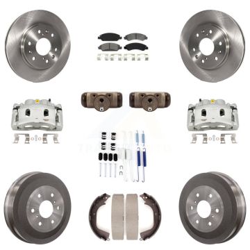 Front Rear Brake Caliper Rotor Drum Semi-Metallic Pad Shoe Cylinder & Kit (11Pc) For GMC KC8-100897S