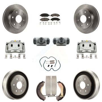 Front Rear Brake Caliper Rotors Drum Ceramic Pad Shoe Cylinder & Hardware Kit (11Pc) For KC8-100898C