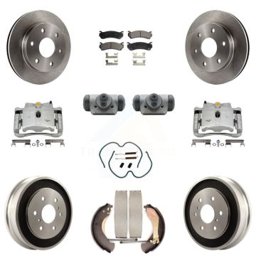 Front Rear Brake Caliper Rotors Drum Ceramic Pad Shoe Cylinder & Hardware Kit (11Pc) For KC8-100898T