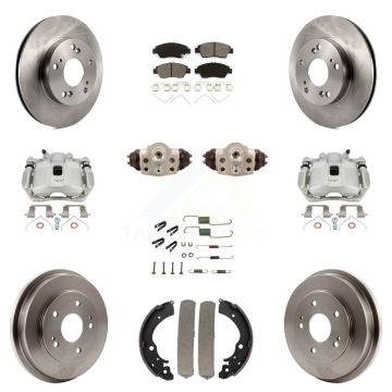 Front Rear Disc Brake Caliper Rotors Drum Semi-Metallic Pad Shoe Cylinder Kit (11Pc) For KC8-100900S