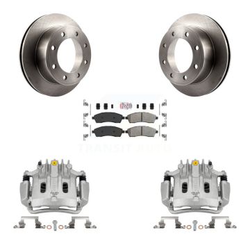 Rear Brake Caliper Rotor Semi-Metallic Pad Kit For Ford F-350 Super Duty F-250 Excursion KC8-100901N