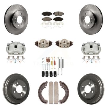 Front Rear Disc Brake Caliper Rotors Drum Semi-Metallic Pad Shoe Cylinder Kit (11Pc) For KC8-100901S