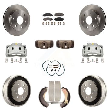 Front Rear Brake Caliper Rotors Drum Ceramic Pad Shoe Cylinder & Hardware Kit (11Pc) For KC8-100901T