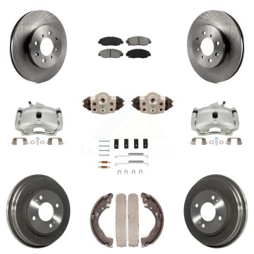 Front Rear Disc Brake Caliper Rotors Drum Semi-Metallic Pad Shoe Cylinder Kit (11Pc) For KC8-100902S