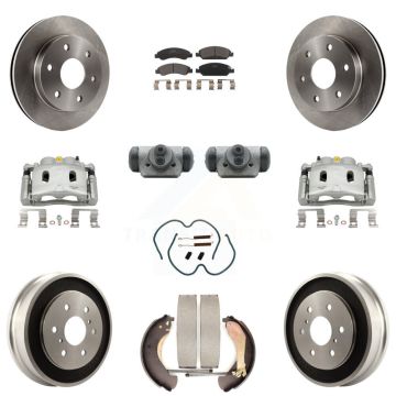 Front Rear Brake Caliper Rotors Drum Ceramic Pad Shoe Cylinder & Hardware Kit (11Pc) For KC8-100902T