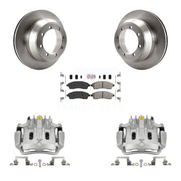 Rear Disc Brake Caliper Rotors And Semi-Metallic Pads Kit For Ford F-350 Super Duty KC8-100903N