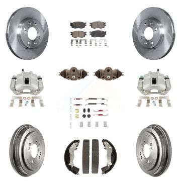 Front Rear Brake Caliper Rotor Drum Semi-Metallic Pad Shoe Cylinder & Kit (11Pc) For Kia KC8-100903P