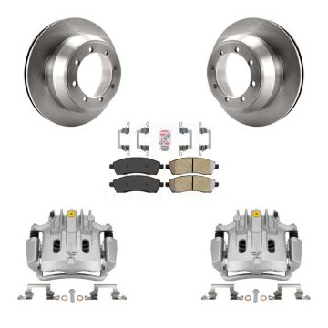 Rear Disc Brake Caliper Rotors And Semi-Metallic Pads Kit For Ford F-350 Super Duty KC8-100904N