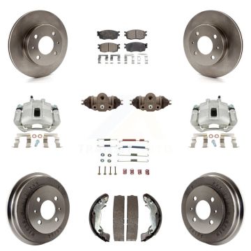 Front Rear Disc Brake Caliper Rotors Drum Semi-Metallic Pad Shoe Cylinder Kit (11Pc) For KC8-100904P