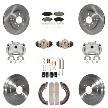 Front Rear Disc Brake Caliper Rotors Drum Semi-Metallic Pad Shoe Cylinder Kit (11Pc) For KC8-100904S