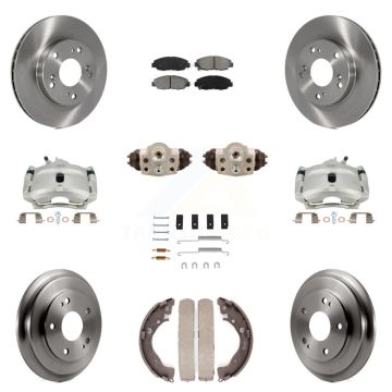 Front Rear Disc Brake Caliper Rotors Drum Semi-Metallic Pad Shoe Cylinder Kit (11Pc) For KC8-100905S