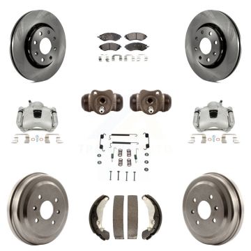 Front Rear Brake Caliper Rotors Drum Semi-Metallic Pad Shoe Cylinder Kit (11Pc) For Aveo KC8-100906P