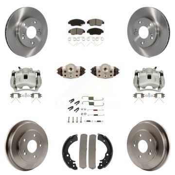 Front Rear Disc Brake Caliper Rotors Drum Semi-Metallic Pad Shoe Cylinder Kit (11Pc) For KC8-100906S