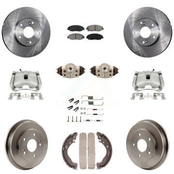 Front Rear Disc Brake Caliper Rotors Drum Semi-Metallic Pad Shoe Cylinder Kit (11Pc) For KC8-100908S