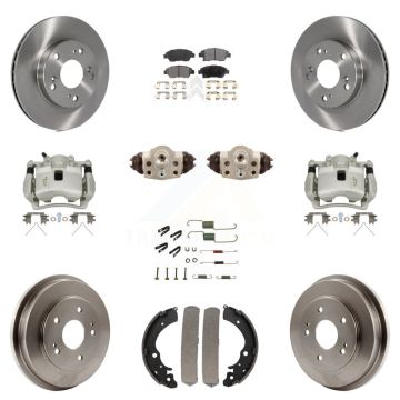 Front Rear Disc Brake Caliper Rotors Drum Semi-Metallic Pad Shoe Cylinder Kit (11Pc) For KC8-100909P