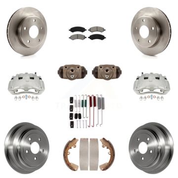 Front Rear Brake Caliper Rotor Drum Semi-Metallic Pad Shoe Cylinder Kit (11Pc) For Dodge KC8-100909S