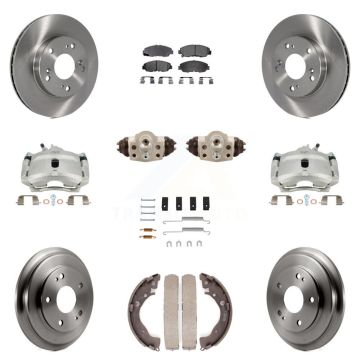 Front Rear Disc Brake Caliper Rotors Drum Semi-Metallic Pad Shoe Cylinder Kit (11Pc) For KC8-100910P