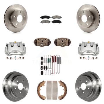 Front Rear Brake Caliper Rotor Drum Semi-Metallic Pad Shoe Cylinder Kit (11Pc) For Dodge KC8-100910S