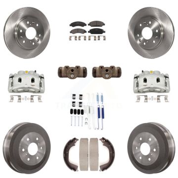 Front Rear Brake Caliper Rotors Drum Ceramic Pad Shoe Cylinder & Hardware Kit (11Pc) For KC8-100912T
