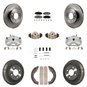 Front Rear Brake Caliper Rotors Drum Ceramic Pad Shoe Cylinder & Hardware Kit (11Pc) For KC8-100913C