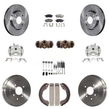 Front Rear Disc Brake Caliper Rotors Drum Semi-Metallic Pad Shoe Cylinder Kit (11Pc) For KC8-100913P