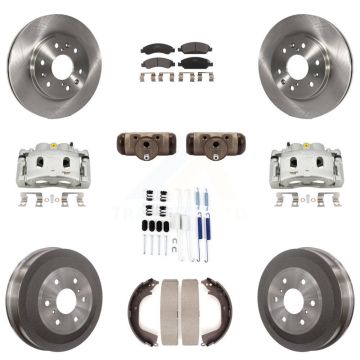 Front Rear Brake Caliper Rotors Drum Ceramic Pad Shoe Cylinder & Hardware Kit (11Pc) For KC8-100913T