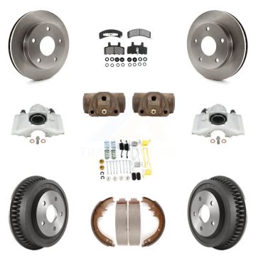 Front Rear Disc Brake Caliper Rotors Drum Semi-Metallic Pad Shoe Cylinder Kit (11Pc) For KC8-100914S