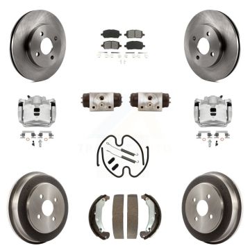 Front Rear Disc Brake Caliper Rotors Drum Semi-Metallic Pad Shoe Cylinder Kit (11Pc) For KC8-100915S