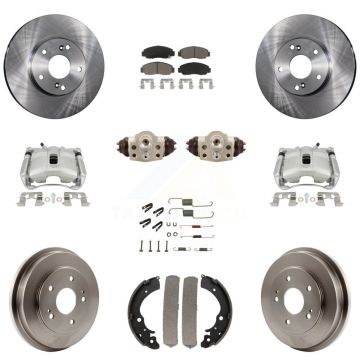 Front Rear Brake Caliper Rotors Drum Ceramic Pad Shoe Cylinder & Hardware Kit (11Pc) For KC8-100916C