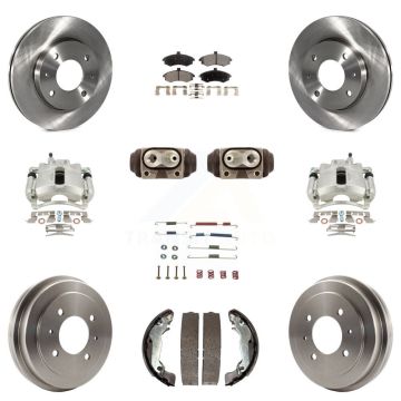 Front Rear Disc Brake Caliper Rotors Drum Semi-Metallic Pad Shoe Cylinder Kit (11Pc) For KC8-100916P
