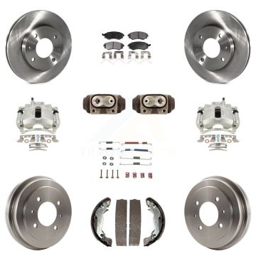Front Rear Disc Brake Caliper Rotors Drum Semi-Metallic Pad Shoe Cylinder Kit (11Pc) For KC8-100917P