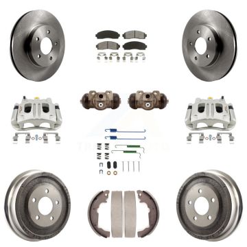 Front Rear Brake Caliper Rotor Drum Semi-Metallic Pad Shoe Cylinder & Kit (11Pc) For Vue KC8-100917S