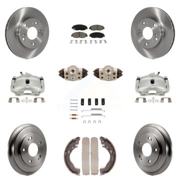 Front Rear Brake Caliper Rotors Drum Ceramic Pad Shoe Cylinder & Hardware Kit (11Pc) For KC8-100918C