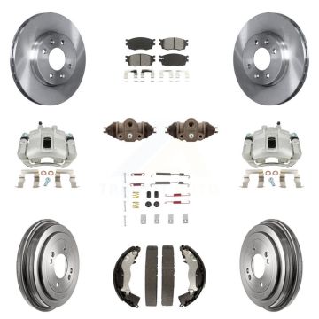 Front Rear Brake Caliper Rotor Drum Semi-Metallic Pad Shoe Cylinder & Kit (11Pc) For Kia KC8-100918S